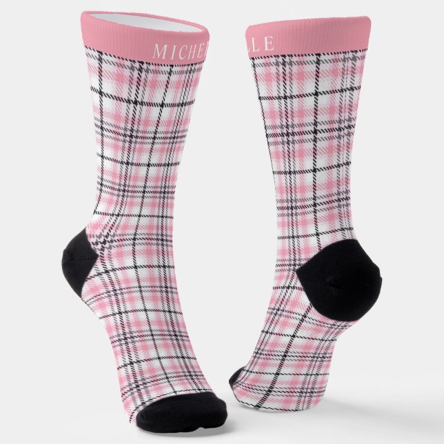 Benutzerdefiniertes rosa, schwarz-eckiges Muster Socken (Gewinkelt)