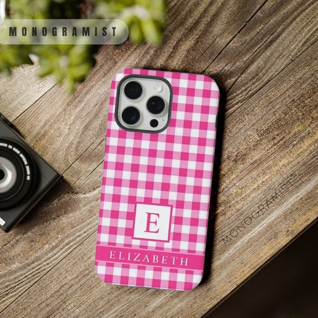 Benutzerdefiniertes, rosa, weißes, gekreuztes Must iPhone Hülle (Custom Bright Pink White Checkered Pattern iPhone Case
)