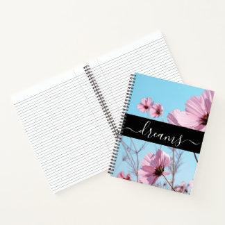 Benutzerdefiniertes Rosa Wildblumen Traumjournal Notizbuch