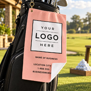 Benutzerdefiniertes rosafarbenes Firmenname-Logo Golfhandtuch
