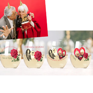 Benutzerdefiniertes Rot-Rosen-Jubiläums-Trinkservi Weinglas Ohne Stiel