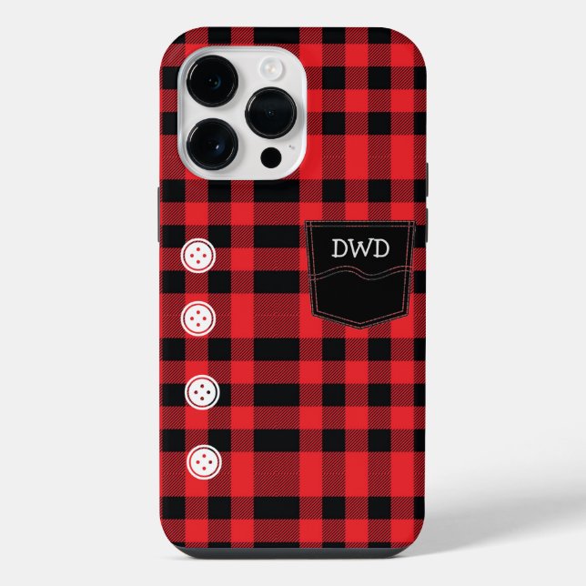 Benutzerdefiniertes rotes Flanellhemd-Design iPhone Hülle (Rückseite)