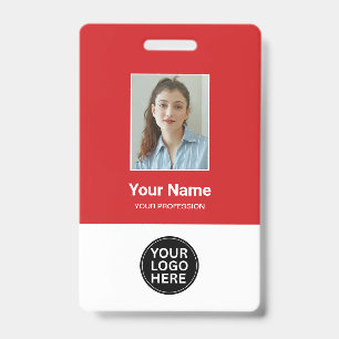 Benutzerdefiniertes rotes Mitarbeiter-Foto-ID-Logo Ausweis