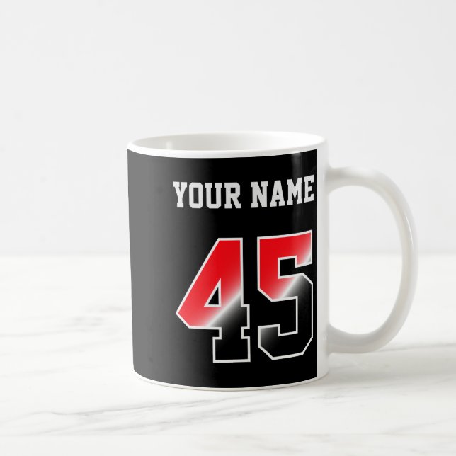 Benutzerdefiniertes rotes Nummer 45 personalisiert Kaffeetasse (Rechts)
