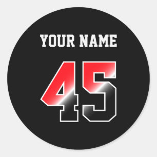 Benutzerdefiniertes rotes Nummer 45 personalisiert Runder Aufkleber
