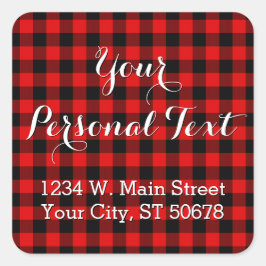 Benutzerdefiniertes rotes Schwarzes Land Karo Kari Quadratischer Aufkleber