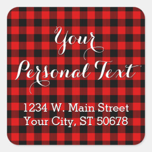 Benutzerdefiniertes rotes Schwarzes Land Karo Kari Quadratischer Aufkleber