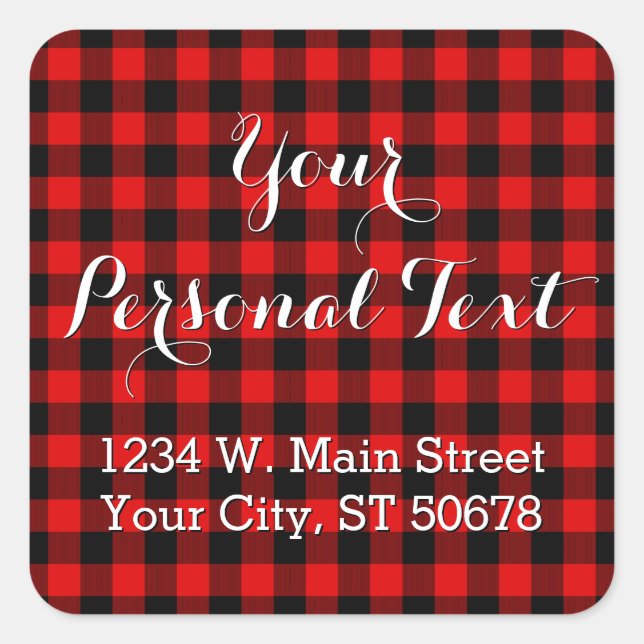 Benutzerdefiniertes rotes Schwarzes Land Karo Kari Quadratischer Aufkleber (Vorderseite)