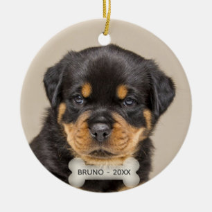 Benutzerdefiniertes Rottweiler-Welpen-Hund-Foto Keramik Ornament