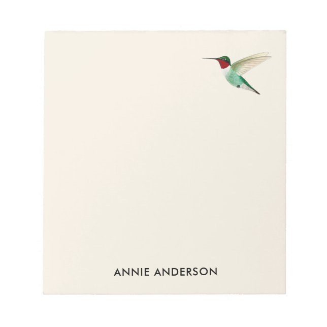 Benutzerdefiniertes Ruby-throated Hummingbird Note Notizblock (Vorderseite)