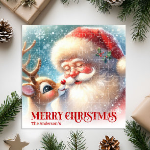 Benutzerdefiniertes Rudolph- und Weihnachtsmann-We Puzzle