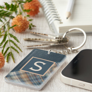 Benutzerdefiniertes rustikales dunkles Aquamarines Schlüsselanhänger