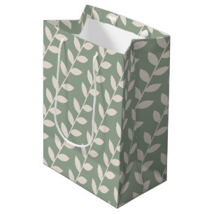 Benutzerdefiniertes Sage Green 70er Retro-Leaf-Mus Mittlere Geschenktüte