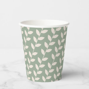 Benutzerdefiniertes Sage Green 70er Retro-Leaf-Mus Pappbecher