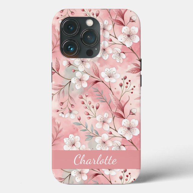 Benutzerdefiniertes Sakura-Blume-Muster Rosa Case-Mate iPhone Hülle (Rückseite)