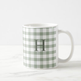 Benutzerdefiniertes Salbei-Olivgrün Gingham Modern Kaffeetasse