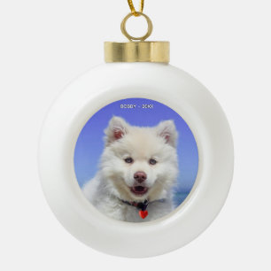 Benutzerdefiniertes Samojeden-Hund-Foto Keramik Kugel-Ornament