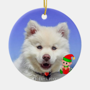 Benutzerdefiniertes Samojeden-Hund-Foto mit süßem  Keramik Ornament