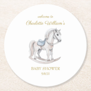 Benutzerdefiniertes Schaukelpferd Baby Shower Runder Pappuntersetzer