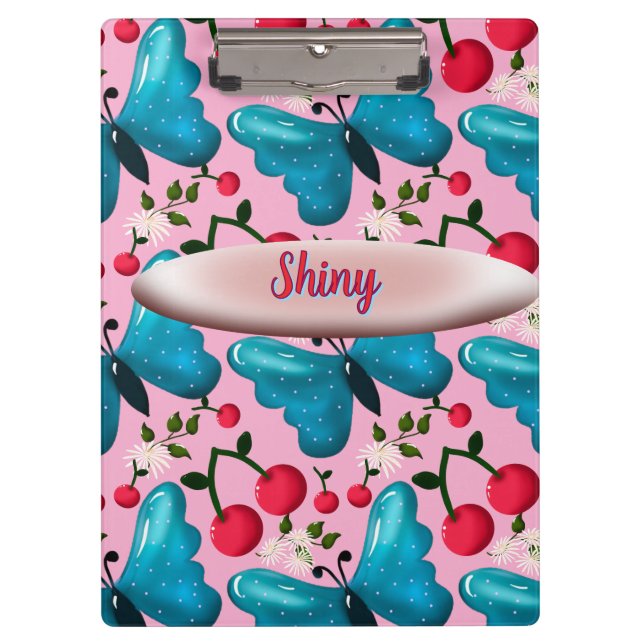 Benutzerdefiniertes Schmetterlings-Blumenmuster-Ge Klemmbrett (Vorderseite)