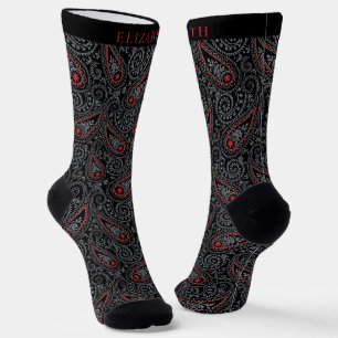 Benutzerdefiniertes Schwarz Dunkelgrau und Rotes P Socken