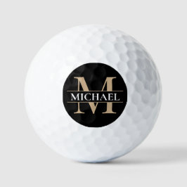 Benutzerdefiniertes Schwarz-Gold-Monogramm Golfball
