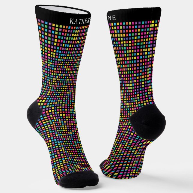 Benutzerdefiniertes Schwarz Mehrfarbig Farbige Kar Socken (Gewinkelt)