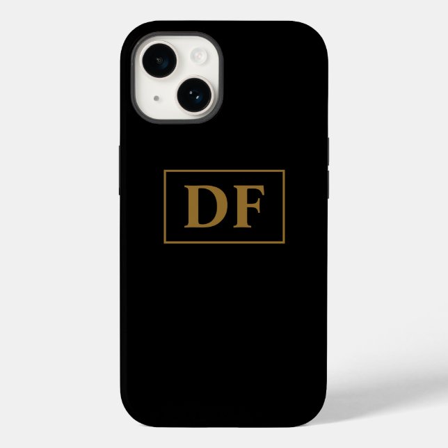 Benutzerdefiniertes Schwarz mit Gold-Initialen Case-Mate iPhone Hülle (Rückseite)