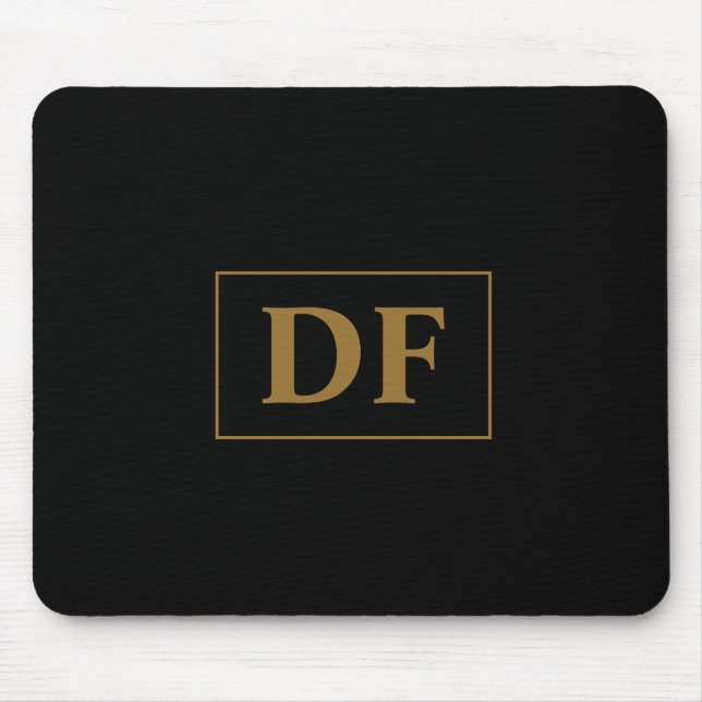 Benutzerdefiniertes Schwarz mit Gold-Initialen Mousepad (Vorne)