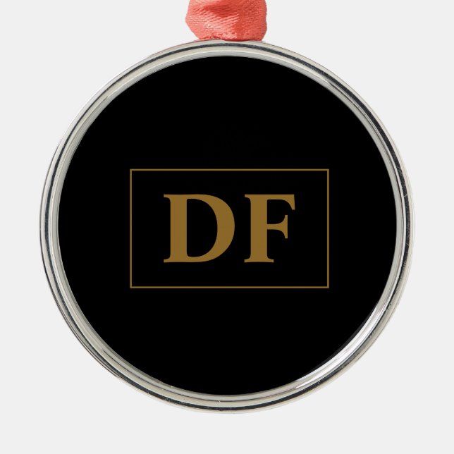 Benutzerdefiniertes Schwarz mit Gold-Initialen Ornament Aus Metall (Vorne)