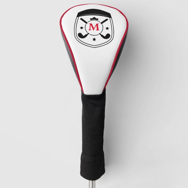 Benutzerdefiniertes Schwarz-Rot-Monogramm Golf Headcover (Vorderseite)