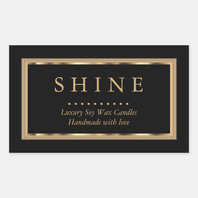 Benutzerdefiniertes Schwarz und Gold Rechteckiger Aufkleber (Vorderseite)
