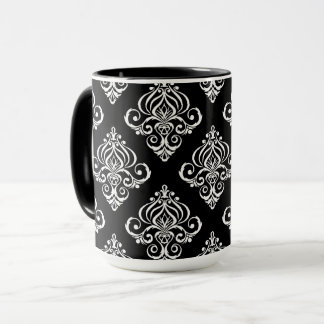Benutzerdefiniertes Schwarz-Weiß-Damaskus-Muster Tasse