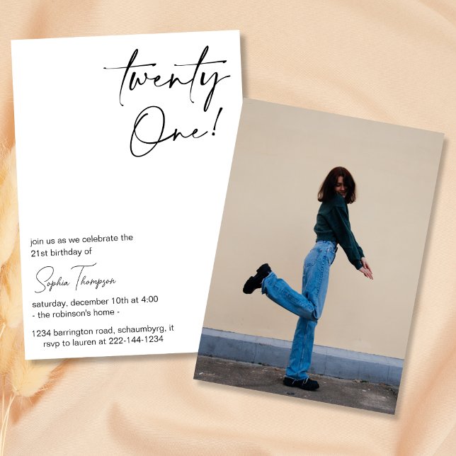 Benutzerdefiniertes Schwarz-Weiß-Foto 21. Geburtst Einladung (Von Creator hochgeladen)