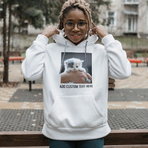 Benutzerdefiniertes Schwarz-Weiß-Foto für Katzenli Hoodie