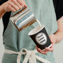 Benutzerdefiniertes Schwarz-Weiß-Kaffee-Shop-Logo Pappbecher