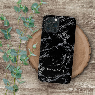 Benutzerdefiniertes Schwarz-Weiß-Marmorstein-Strei iPhone 16 Pro Max Hülle