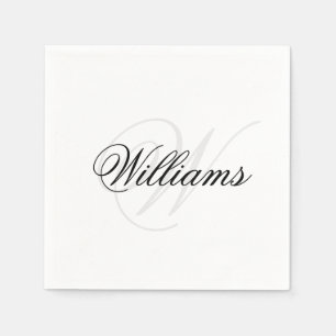 Benutzerdefiniertes Schwarz-Weiß-Monogramm Anfangs Serviette
