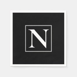 Benutzerdefiniertes Schwarz-Weiß-Monogramm-Party Serviette