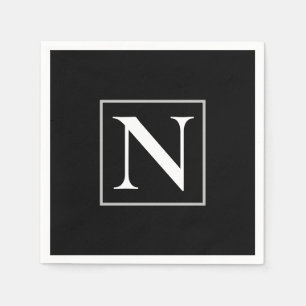 Benutzerdefiniertes Schwarz-Weiß-Monogramm-Party Serviette