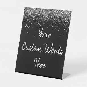 Benutzerdefiniertes Schwarz-weißes Silber Geburtst Sockelschild