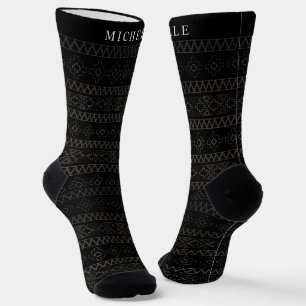 Benutzerdefiniertes Schwarz-weißes Silver Gold Azt Socken