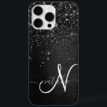 Benutzerdefiniertes Schwarzes Glitzer-Sparkon-Mono iPhone 16 Pro Max Hülle<br><div class="desc">Dieses elegante und stilvolle Handy-Gehäuse mit hübschem schwarzglänzenden Glitzer auf schwarz gebürstetem metallischem Hintergrund ist einfach zu personalisieren.</div>