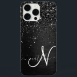 Benutzerdefiniertes Schwarzes Glitzer-Sparkon-Mono iPhone 16 Pro Max Hülle<br><div class="desc">Dieses elegante und stilvolle Handy-Gehäuse mit hübschem schwarzglänzenden Glitzer auf schwarz gebürstetem metallischem Hintergrund ist einfach zu personalisieren.</div>