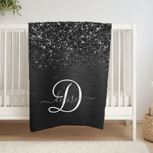 Benutzerdefiniertes Schwarzes Glitzer-Sparkon-Mono Fleecedecke