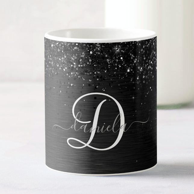 Benutzerdefiniertes Schwarzes Glitzer-Sparkon-Mono Kaffeetasse (Von Creator hochgeladen)