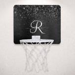 Benutzerdefiniertes Schwarzes Glitzer-Sparkon-Mono Mini Basketball Netz<br><div class="desc">Dieses elegante Basketball-Hoop-Design mit hübschem schwarzglänzenden Glitzer auf schwarz gebürstetem metallischem Hintergrund ist einfach zu personalisieren.</div>