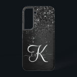Benutzerdefiniertes Schwarzes Glitzer-Sparkon-Mono Samsung Galaxy Hülle<br><div class="desc">Dieses elegante und stilvolle Handy-Gehäuse mit hübschem schwarzglänzenden Glitzer auf schwarz gebürstetem metallischem Hintergrund ist einfach zu personalisieren.</div>