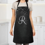 Benutzerdefiniertes Schwarzes Glitzer-Sparkon-Mono Schürze<br><div class="desc">Dieses trendige und elegante Design mit hübschem schwarzglänzenden Glitzer auf schwarz gebürstetem metallischem Hintergrund macht diese Schürze leicht zu einem persönlichen Erlebnis.</div>