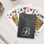 Benutzerdefiniertes Schwarzes Glitzer-Sparkon-Mono Spielkarten<br><div class="desc">Dieses elegante Design mit hübschem schwarzglänzenden Glitzer auf schwarz gebürstetem metallischem Hintergrund ist einfach zu personalisieren.</div>